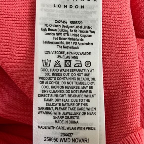 Ted Baker London Coral Bodycon V-Neck Sleeveless Stretch Mini Dress US 14/L NWT - Picture 12 of 13